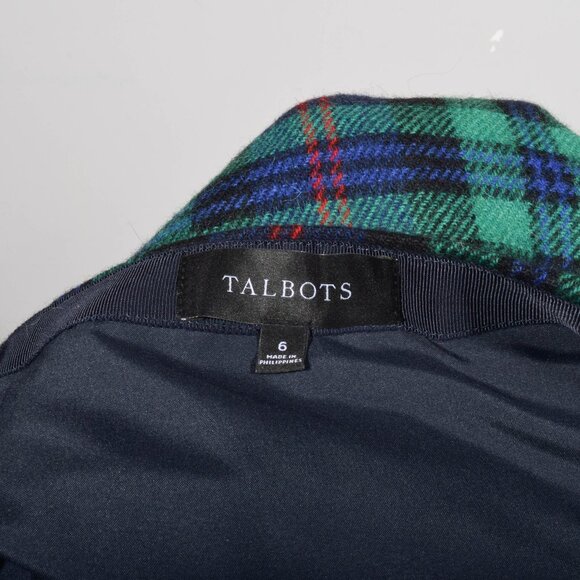 Talbots Wool Blend Green Cheerful Tartan Plaid Faux Wrap Kilt A Line Skirt Sz 6 - Picture 4 of 4